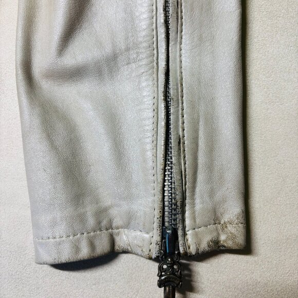 Chrome Hearts Distressed Leather Jacket – Pearl White (Vintage / Well-Worn) - Picture 11 of 14